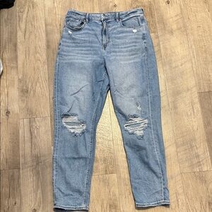 High-Rise Light Blue Ripped Women's Mom Jeans